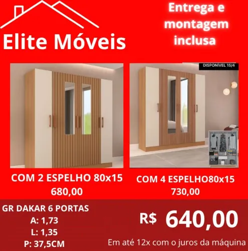 640,00 Com a montagem e a entrega guarda roupa novo na caixa com garantia de fabrica. 