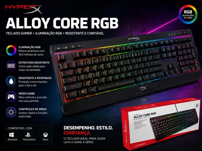 Teclado Gamer HyperX Alloy Core RGB ABNT2 Original Novo Lacrado