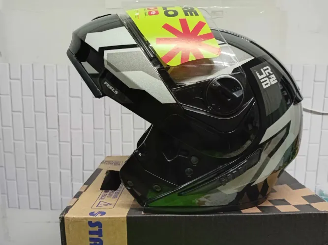 Capacete Moto Robocop Peels Hold Preto Brilhante Prata Tamanho 58
