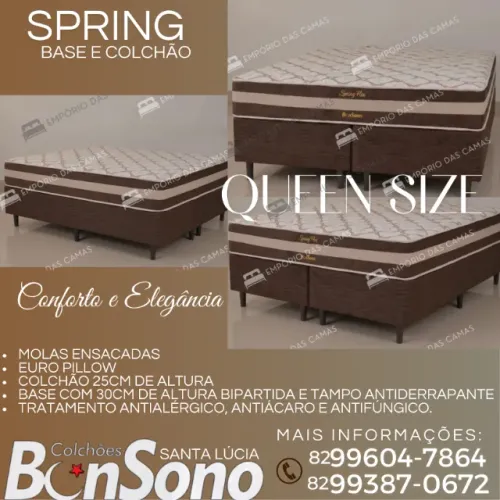 Cama queen size molas ensacadas Bonsono colchao e base bipartida pronta entrega consulte