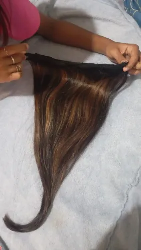 Cabelo humano na tela 57cm mesclado