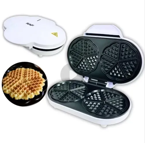 WAFFLE! Máquina de Waffle branca RAF514 antiaderente 220V