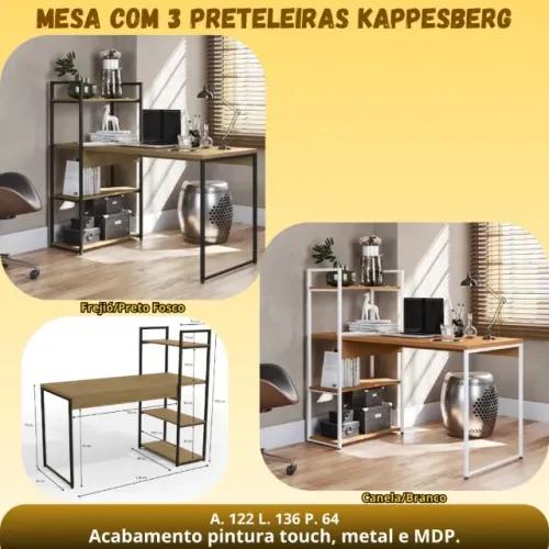 Escrivaninha com Estante Kappesberg - Entrega e Monta na Hora