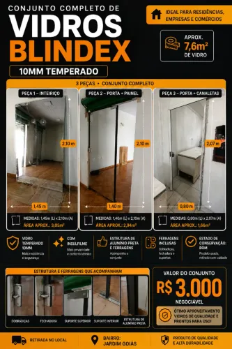 Conjunto Oportunidade: 3 Portas de Vidro Temperado Blindex 10mm