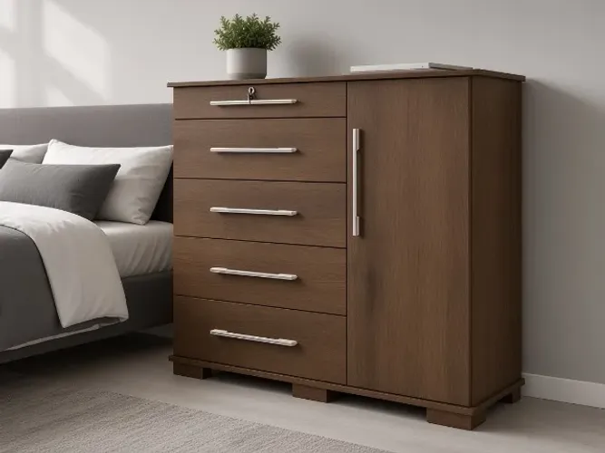 Cômoda Detroit New 5 Gavetas 1 Porta 1,16m (NOVO A PRONTA ENTREGA)