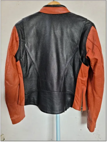 Jaqueta Harley Davidson original de couro preta laranja tamanho M