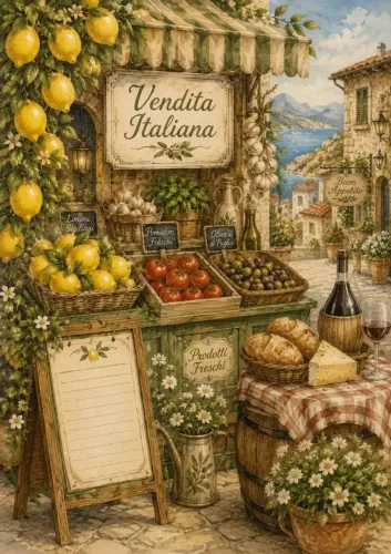Quadro decorativo tamanho A3 Cozinha Italiana