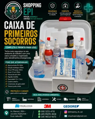 CAIXA DE PRIMEIROS SOCORROS COMPLETA