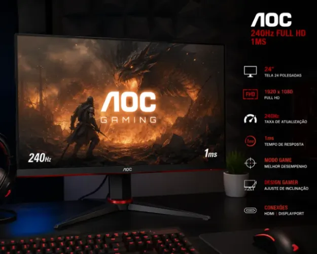 Monitor Gamer AOC 240Hz Full HD 1ms