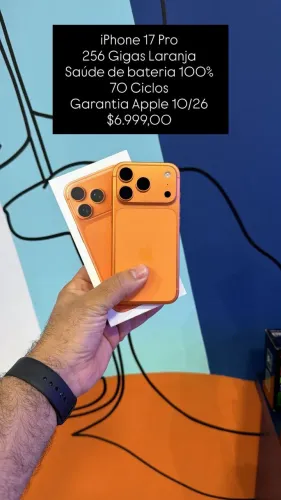 Seminovo: iPhone 17 Pro 256GB Laranja - Bateria 100% - Garantia Apple 10/26 | Loja Física