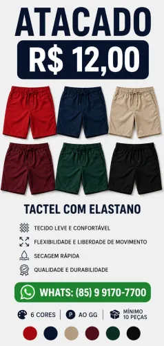 Short Tactel com Elastano Atacado