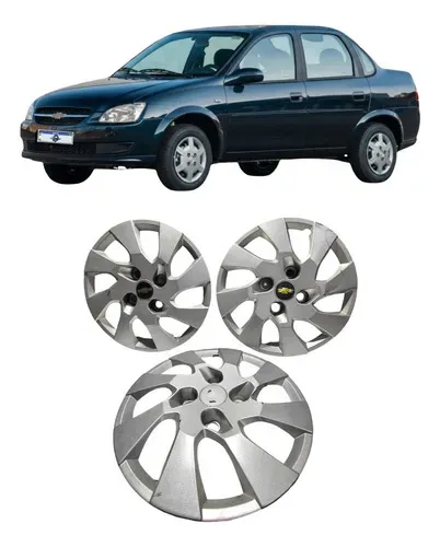 Jogo 3 Calota Chevrolet Corsa Classic Aro 13 2014 Uzad0 Prata