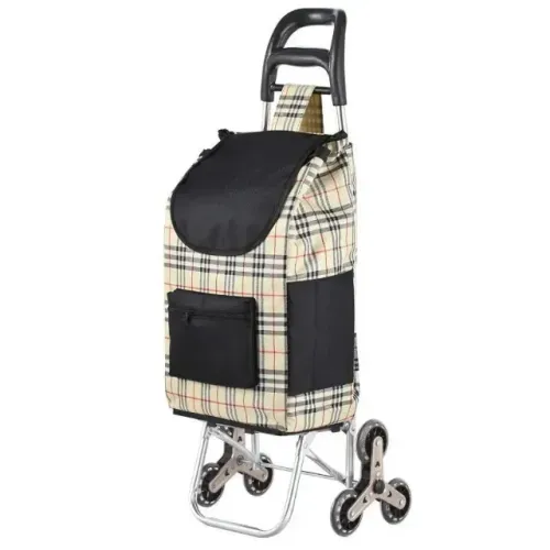 (27) Carrinho de Compras Dobrável para Escadas Bolsa Oxford 34L Portátil
