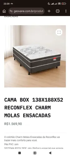 CAMA BOX 138X188X52 RECONFLEX CHARM MOLAS ENSACADAS