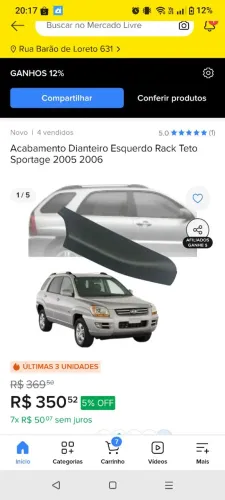 Acabamento rack teto Kia Sportage o par