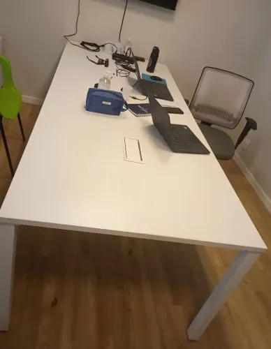 Mesa de Escritório Grande 2,40m Branca - Estilo Moderno