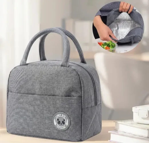Bolsa Lancheira Termica Marmita Necessaire Nas Cores Preta, e Cinza