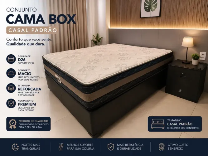 Conjunto Cama Box Casal Padrão - Conforto e Qualidade para Suas Noites