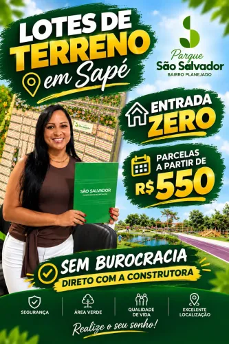 Lote de terreno em SAPÉ-PB, Zero Entrada