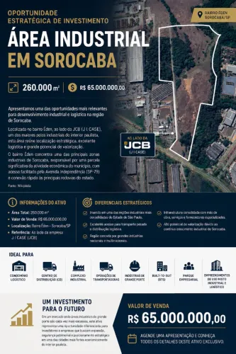 ÁREA INDUSTRIAL EM SOROCABA / TERRENO 260.000M2