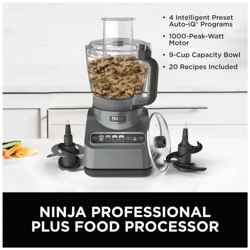 Ninja Processador de alimentos, Professional Plus, 1000 watts de pico, 4 funções Novo