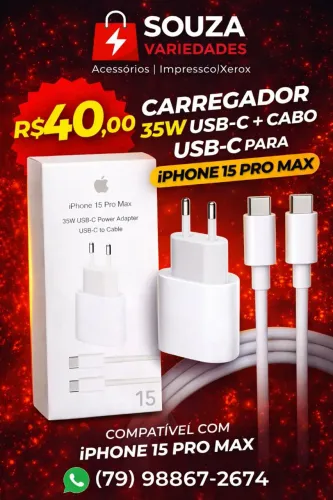 Carregador para iPhone tipo C / tipo C