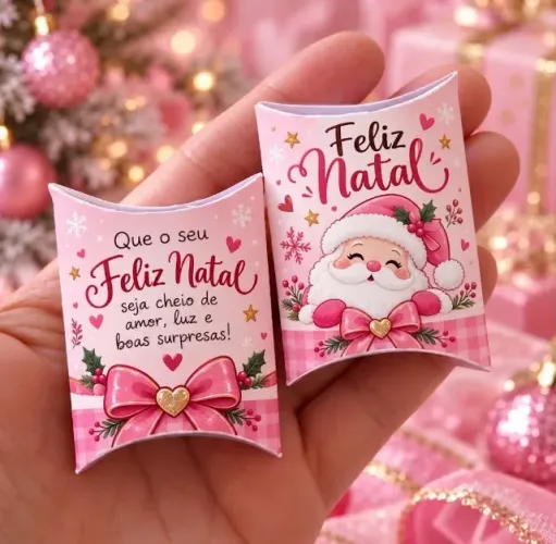 MINI CAIXINHAS ALMOFADAS/ NATAL 24 UNIDADES/ PAPEL FOTO GLOSS