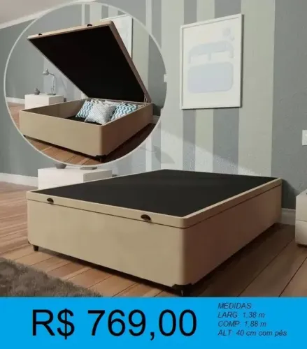 BASE BOX BAÚ - CASAL - DISPONIVEL EM 3 CORES - OTIMA QUALIDADE - RECEBA EM ATE 72H