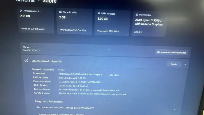 Notebook Lenovo IDEAPAD