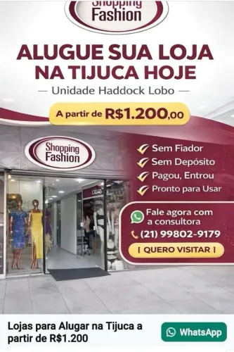 Espaço comercial Tijucano com lojas disponiveis para locação - SEM BUROCRACIA