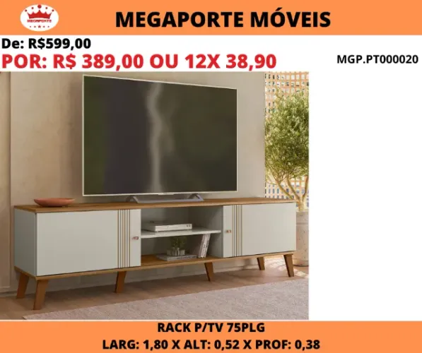 Rack Denver 1,80 para Tv até 75 Plg