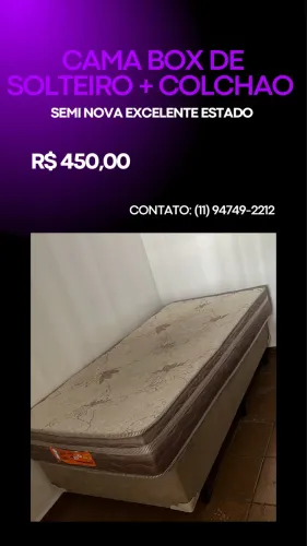 Cama de solteiro + colchão de molas ensacadas.