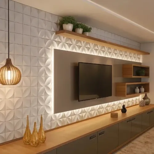 Placas 3D em PVC 25x25 cm para Revestimento Decorativo de Parede Com Dupla Face