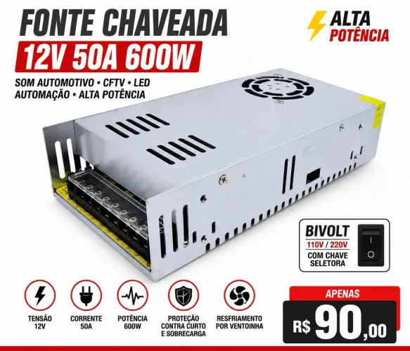 Fonte chaveada de 50 amperes 