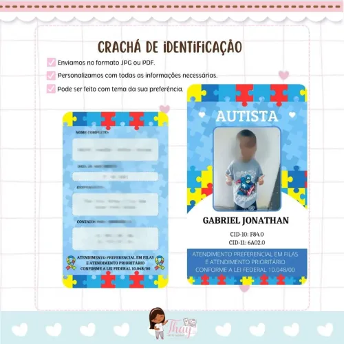 Crachá para autista 