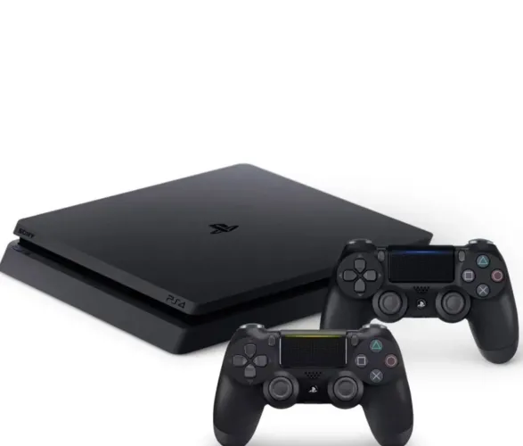 Ps4 slim 500GB como 2 controles 8 jogos valor 1750$