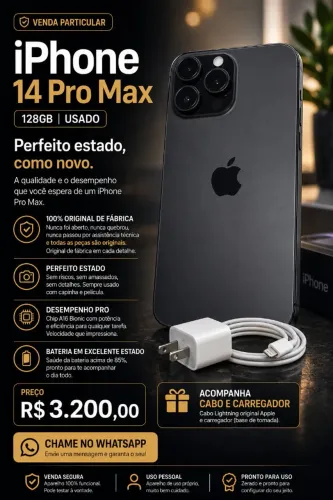 iPhone 14 Pro Max 128GB - Graphite | Excelente estado | 100% Original