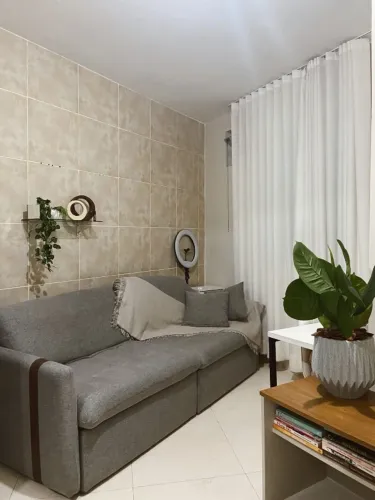 Sofá cama em linho