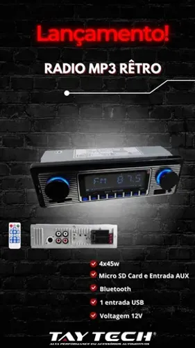 Auto rádio retro USB bluetooth