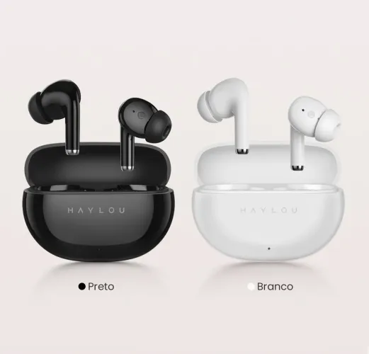 Fone de Ouvido Bluetooth Haylou - Novo! Preto e Branco