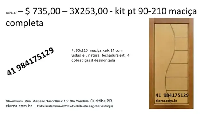 an24.46 - $ 735,00 - 3X263,00 - kit pt 90-210 maciça completa