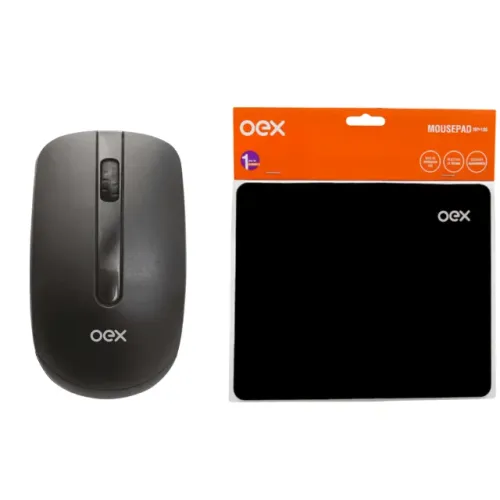 Kit Mouse Com Fio Ms11 + Mouse Pad Preto MP100 - Oex cod: 10085