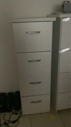 Porta Arquivo Gaveteiro Alto Armário de 4 Gavetas Branco Escritório Guardar Arquivos