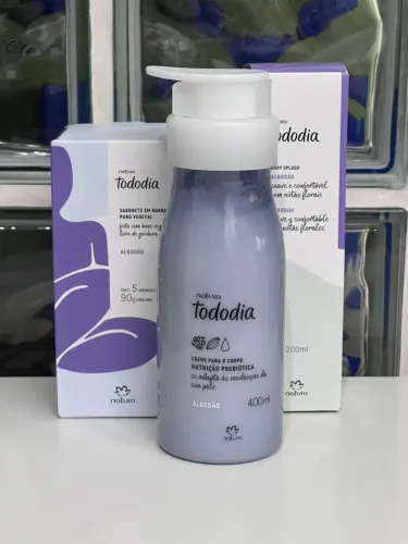 Kit Natura Algodão Sabonete Creme Corporal Body Splash