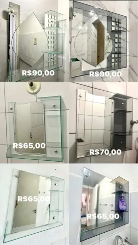 Espelho com Prateleira de Vidro para Banheiro