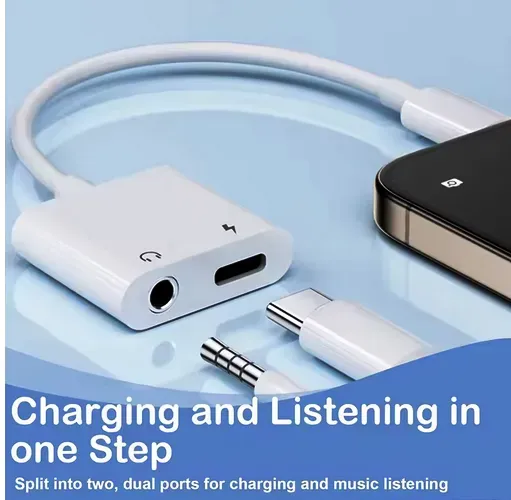 Adaptador de áudio 2 em 1 USB C para 3,5 mm