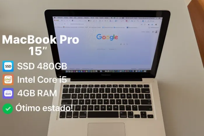MacBook Pro 15" | SSD 480GB | Intel Core i5 | Ótimo estado!!!