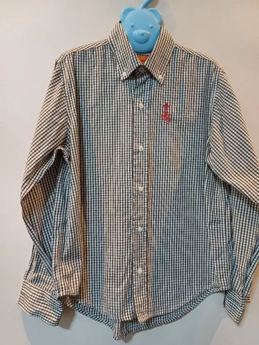 Camisa Infantil Xadrez 100% algodão com Detalhe Bordado