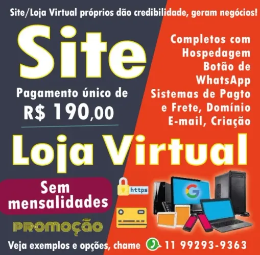 SITE OU LOJA VIRTUAL COMPLETOS OTIMIZADOS NO GOOGLE COM WHATSAPP SEM MENSALIDADES