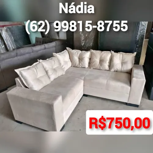 SOFÁ DE CANTO 5 LUGARES BEGE MÉDIO 